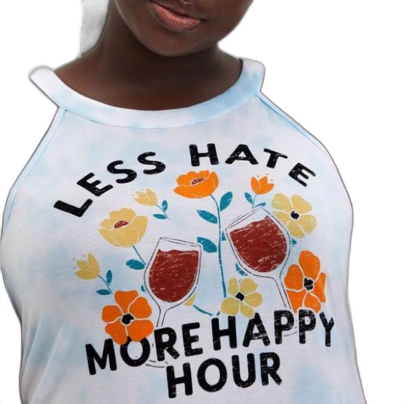 Torrid Super Soft Light Blue Tie-Dye Happy Hour Tank 2X Graphic Tank - Picture 3 of 9